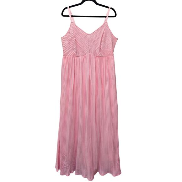 Torrid Dress Womens 1X Pink Pleated Maxi Spaghetti Strap Pockets Gender Reveal - Picture 1 of 11